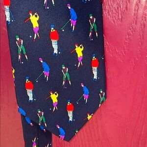Classic Alynn Navy Golf Player Pattern Tie - Men Accessories 1993